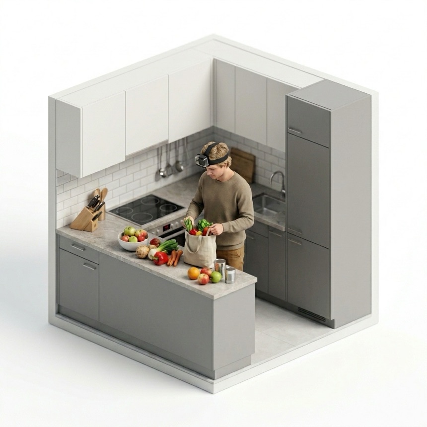 Bagging Groceries room diorama