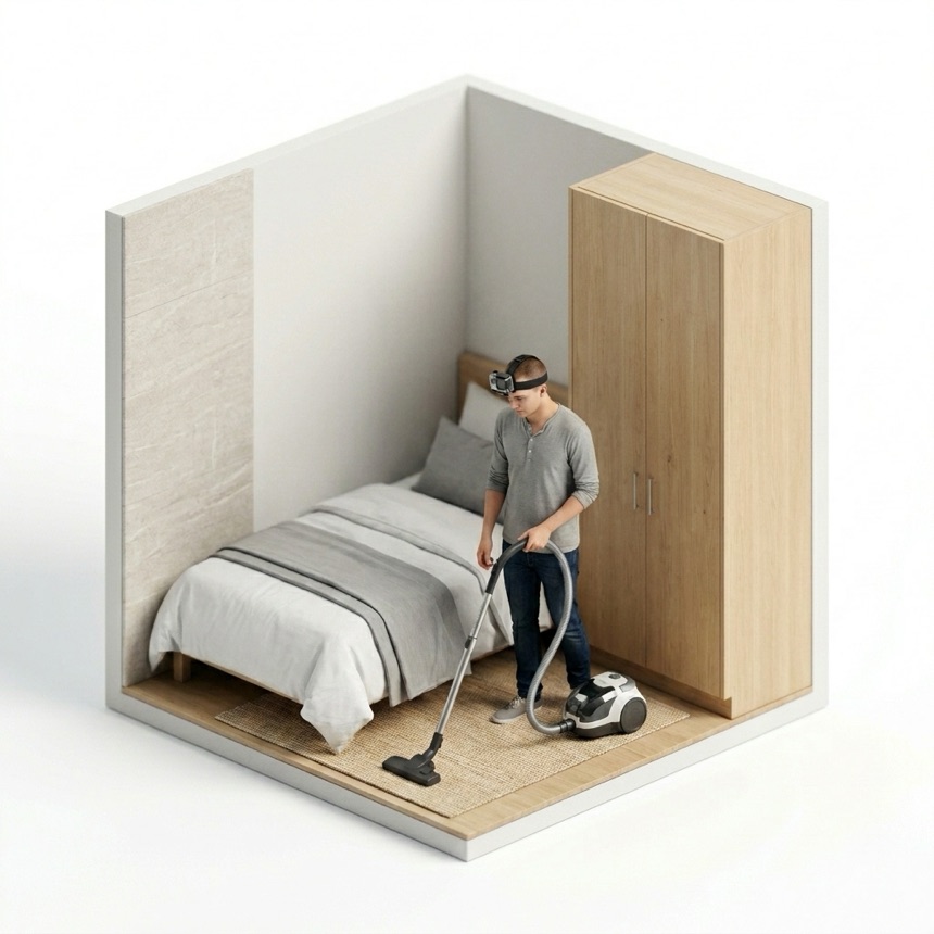 Vacuuming room diorama