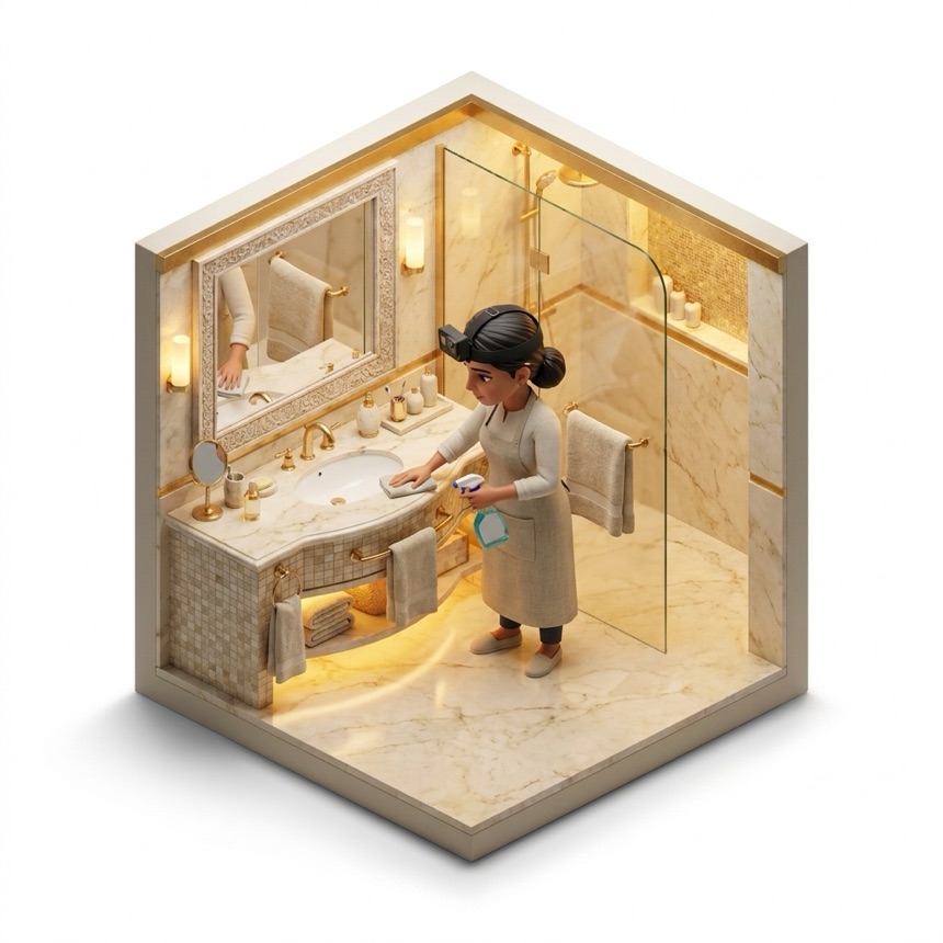 Spray-and-Wipe Cleaning room diorama