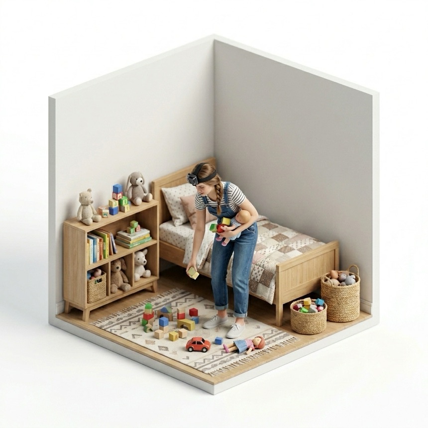 Picking Up Clutter room diorama