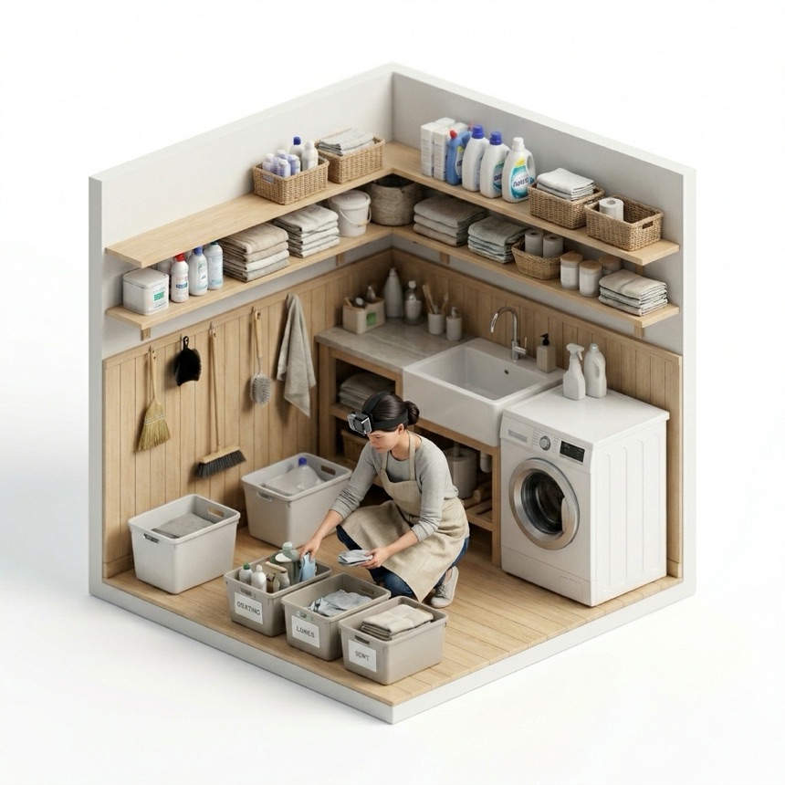 Sorting Items into Bins room diorama