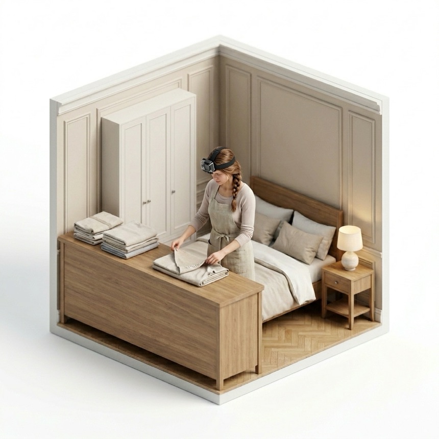 Folding Fitted Sheets room diorama