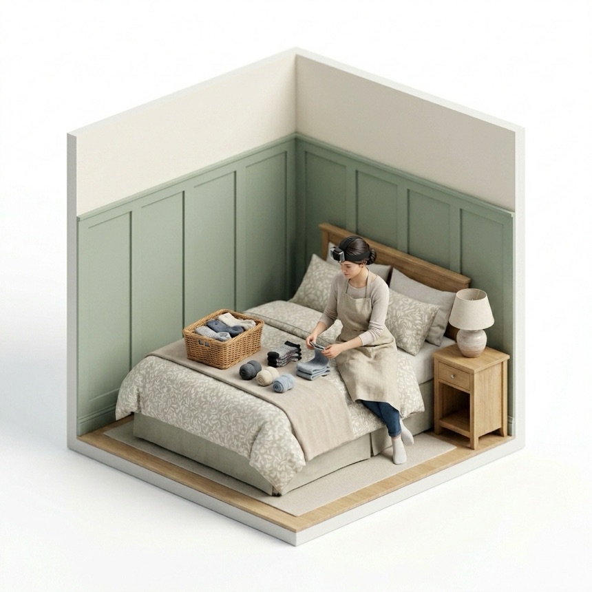 Matching & Folding Socks room diorama