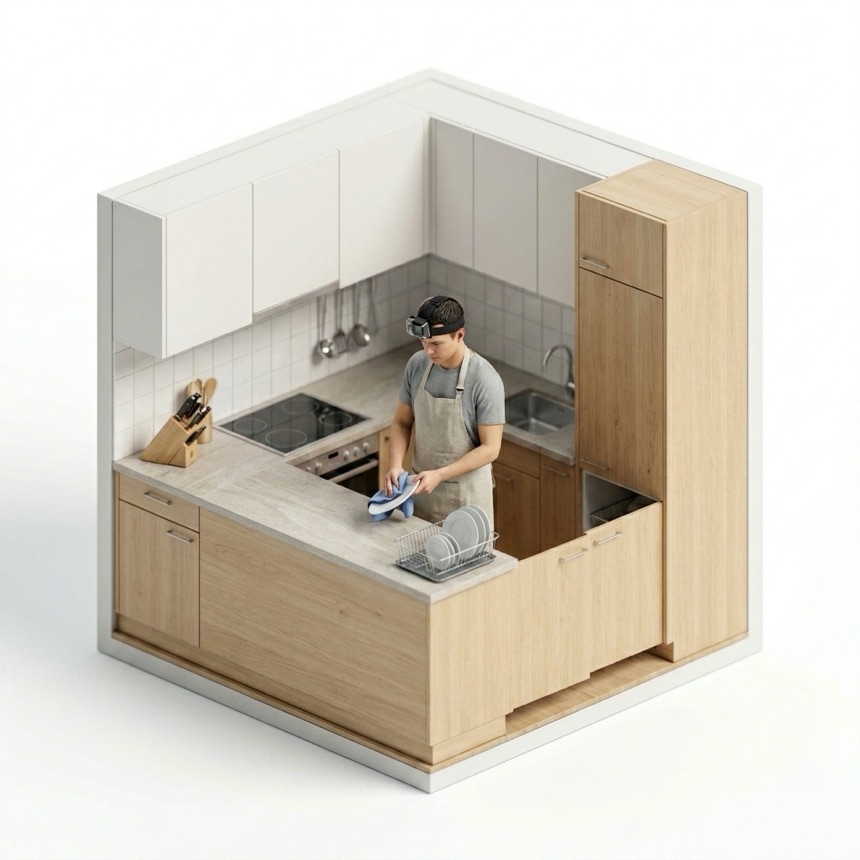 Drying & Putting Away Dishes room diorama