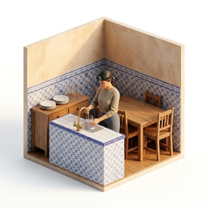 Filling a Glass room diorama