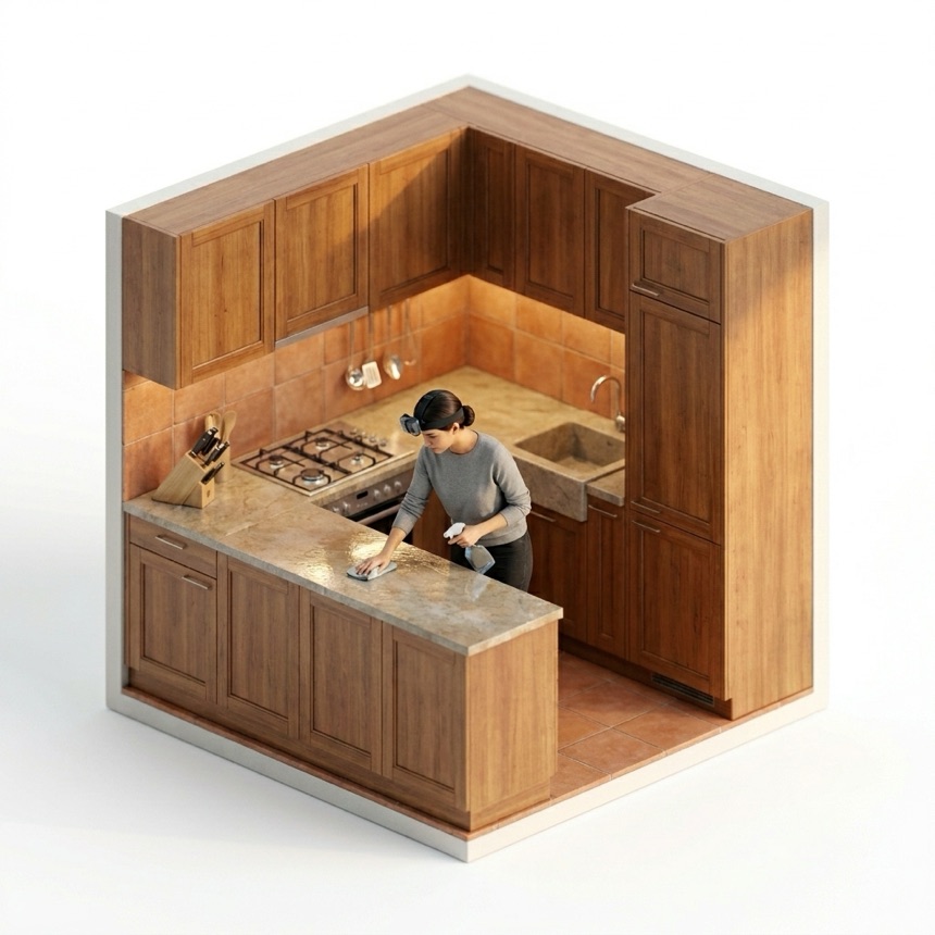 Wiping Countertops room diorama