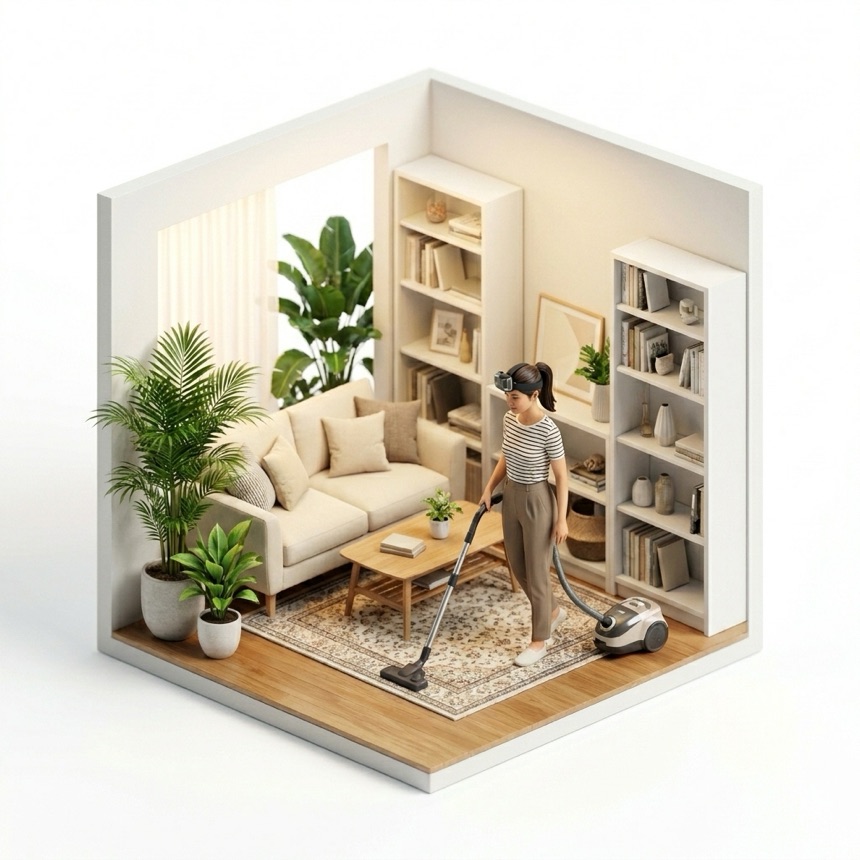 Vacuuming room diorama