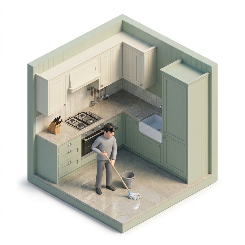 Mopping room diorama