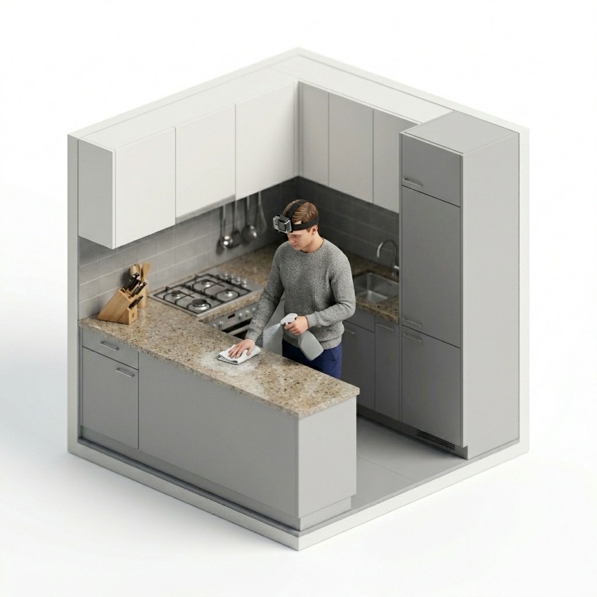 Spray-and-Wipe Cleaning room diorama